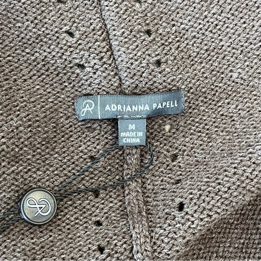 NWT Adrianna Papell Brown Sweater Vest Open Front Cascade Womens Medium - Picture 3 of 5